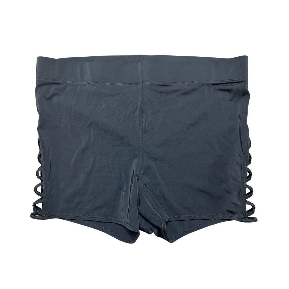 Torrid Women's Plus Size Active Black Swim Shorts Lattice Bottom Size 3 3X New
